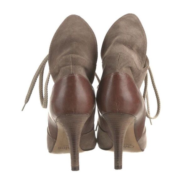 Chloe Authentic Brown Suede Leather High Heel Lace Up Bootie Boots 6 Italy - Picture 4 of 8